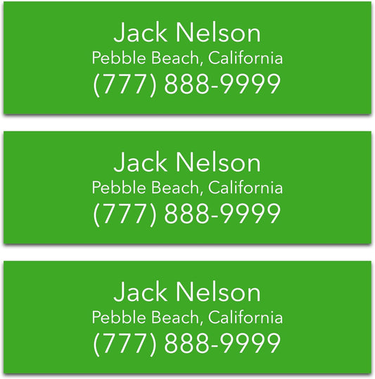 Personalized Golf Club Name Labels (30 Labels) - Custom Waterproof Name Stickers for Golf Clubs (Green with White Text)