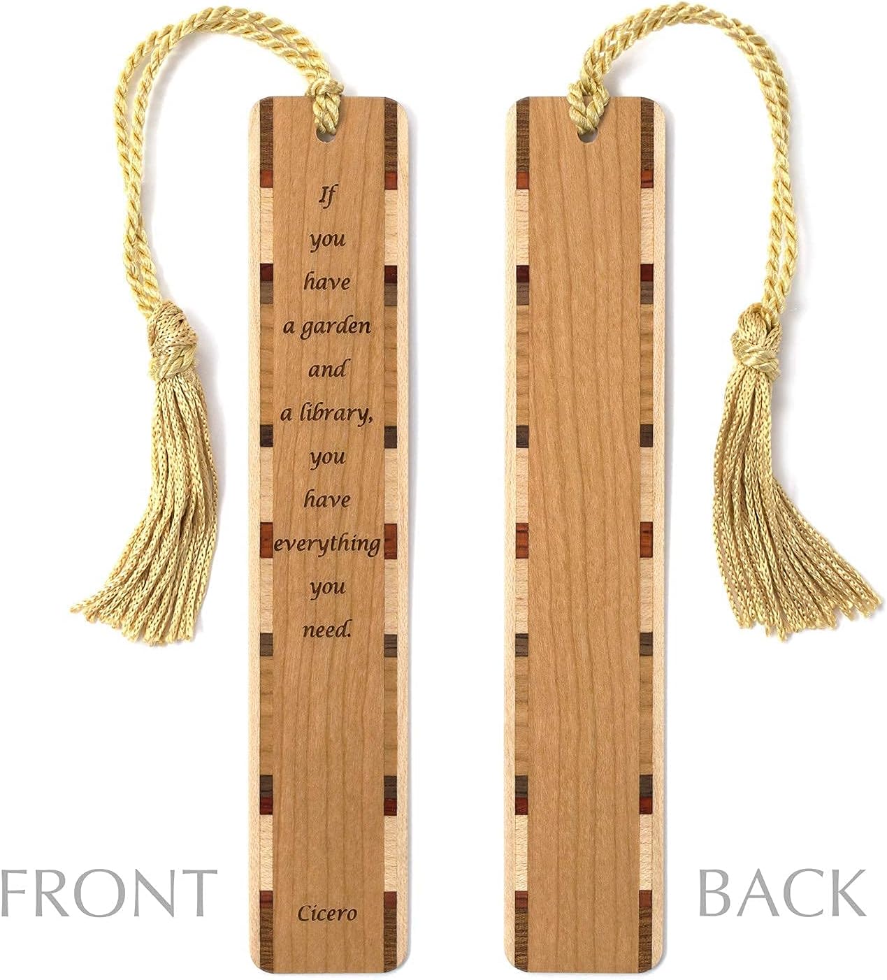 Cicero A Library and Garden Quote Engraved Wooden Bookmark - Made in The USA - Also Available with Personalization