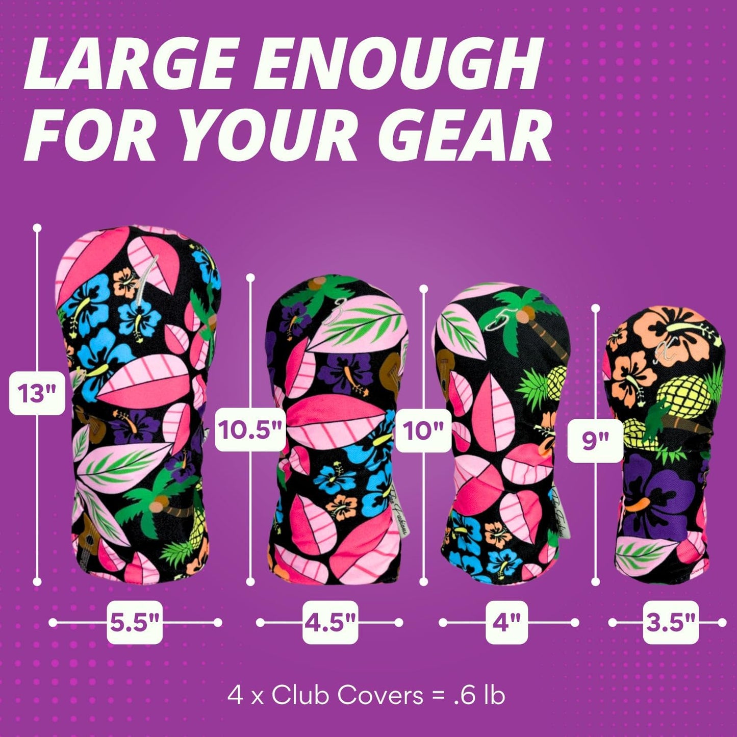 Taboo Fashions Resort Collection Golf Club Covers for Women - Numbered Golf Headcovers Set for Driver, Fairway and Hybrid Clubs - Weather Resistant, Pack of 4