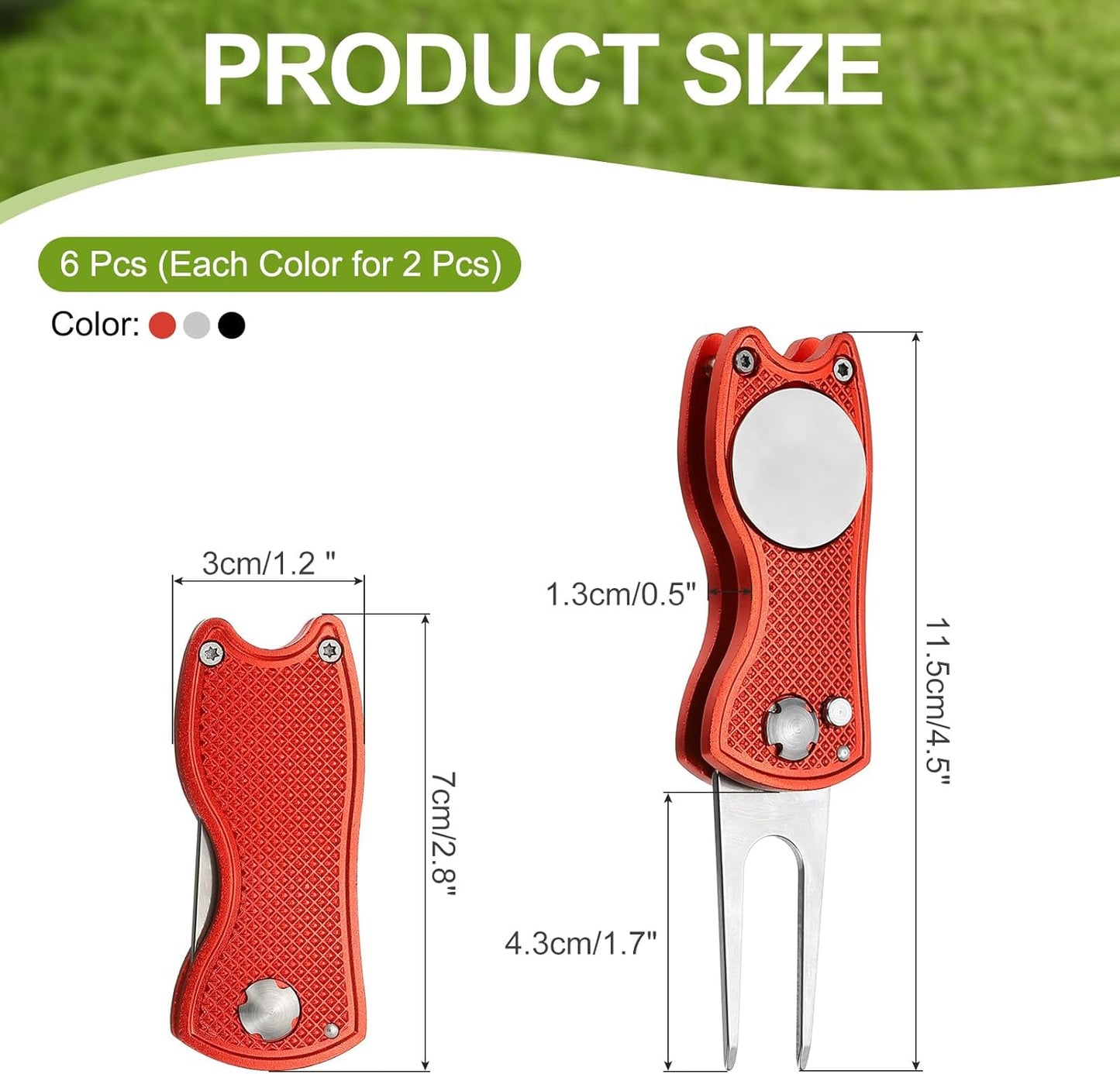 PATIKIL Golf Divot Repair Tool, Foldable Metal Golf Green Divot Tool with Magnetic Ball Marker & Stainless Steel Fork