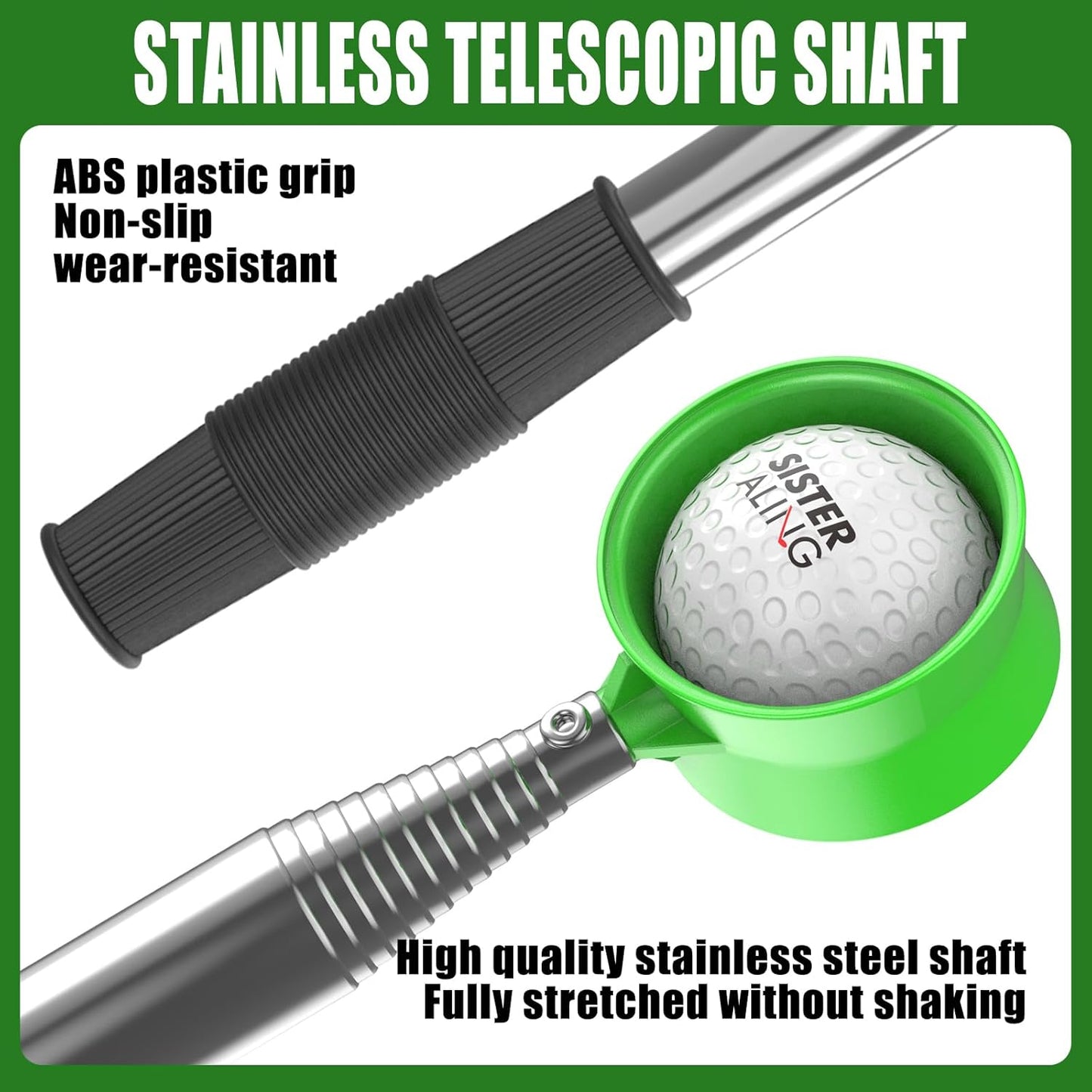 9ft/12ft Water Telescopic Golf Ball Retriever，Classic and Durable Stainless Steel Picker Upper, The Best Accessory Gift for Men and Women Golfers.
