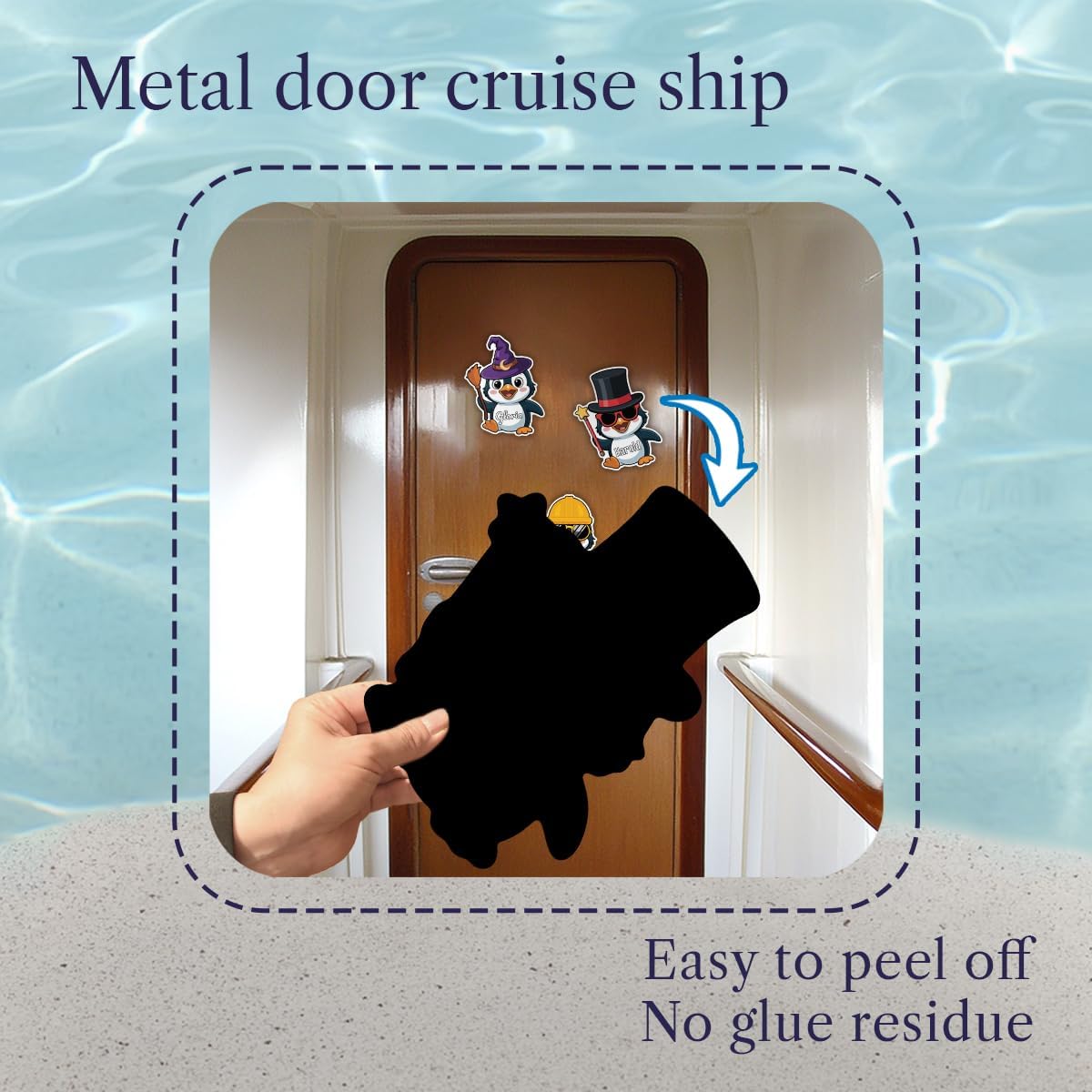 Personalized Name Cute Penguin Cruise Door Magnet Large Size - Custom Text Cruise Ship Sign, Magnetic Decoration, Funny Magnet for Cabin Door, Family Vacation, Travel - Waterproof, Reusable
