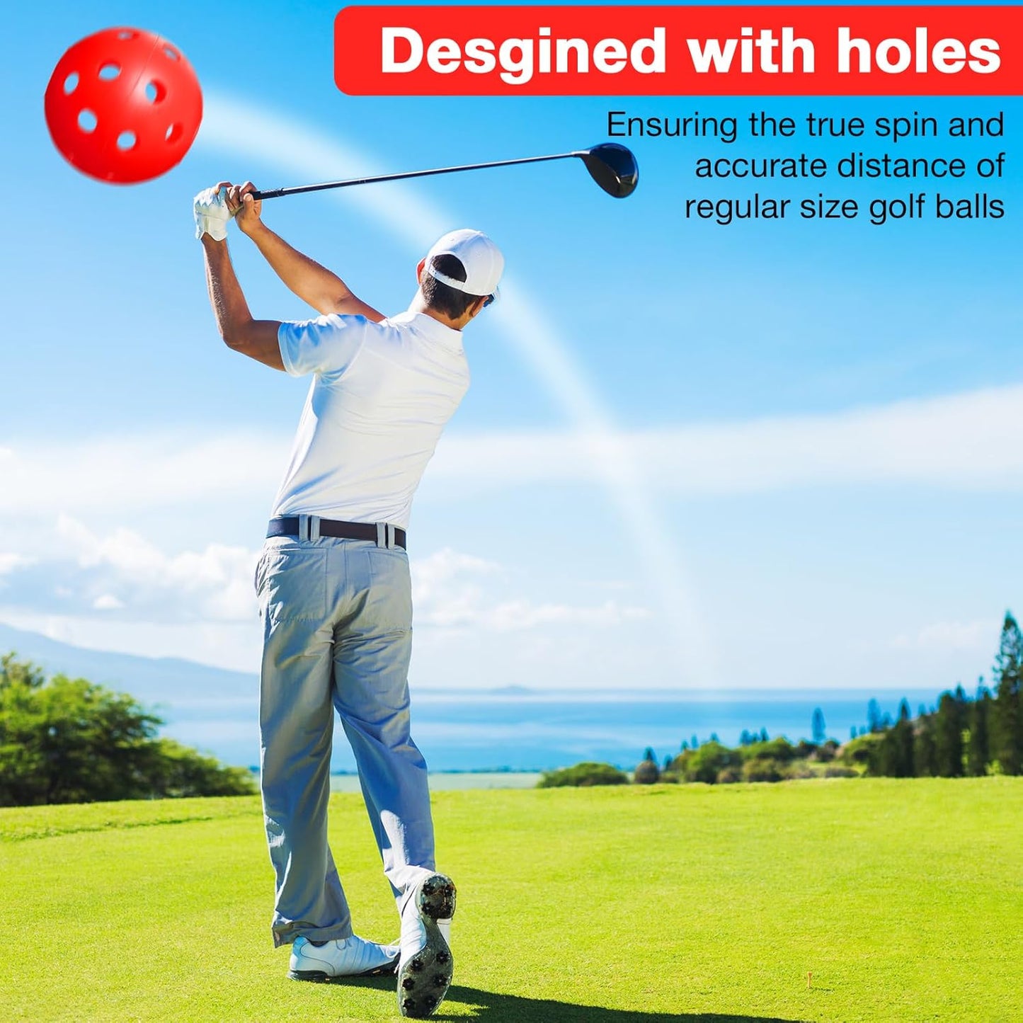 80 Pack Practice Golf Balls Limited Flight 42 mm Golf Training Airflow Hollow Plastic Ball for Women Men Indoor Outdoor Driving Range Swing Practice Home