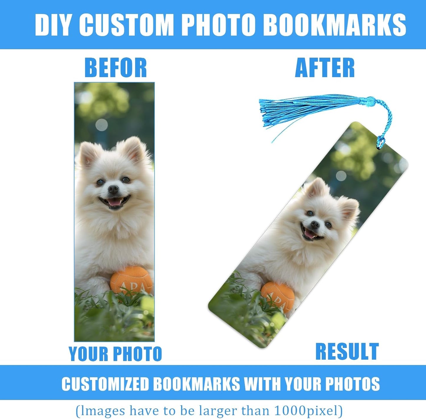 Custom Bookmark, Personalized Wood Bookmarks Tassel with Photo, Customized Double-Sided Bookmark for Women Men Book Lover Christmas Valentine's Day