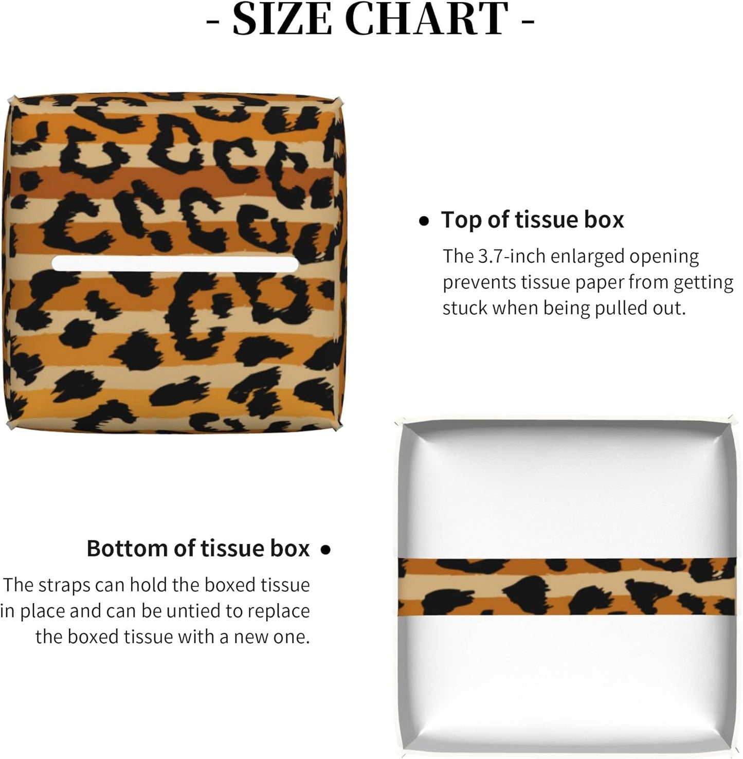 Leopard Prints Tissue Box Cover Square,Sand Leopard Stripes Tissue Box Holder Waterproof Leather Facial Paper Organizer Dispenser for Bathroom Home Car Nightstand Vanity Desk