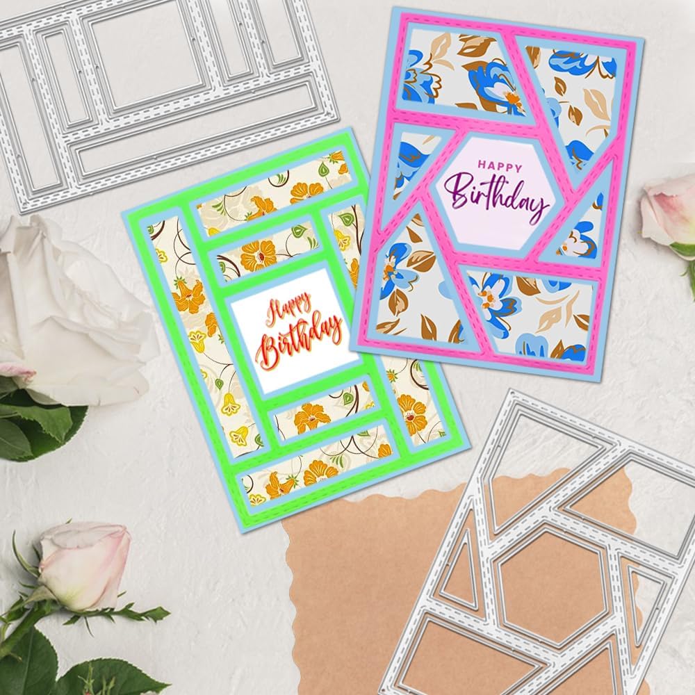 3 PCS Rectangular Die Cuts for Card Making, AFUNTA Frame Scrapbook Metal Cutting Dies Embossing Tools for Card Making Supplies, Paper Album Decor