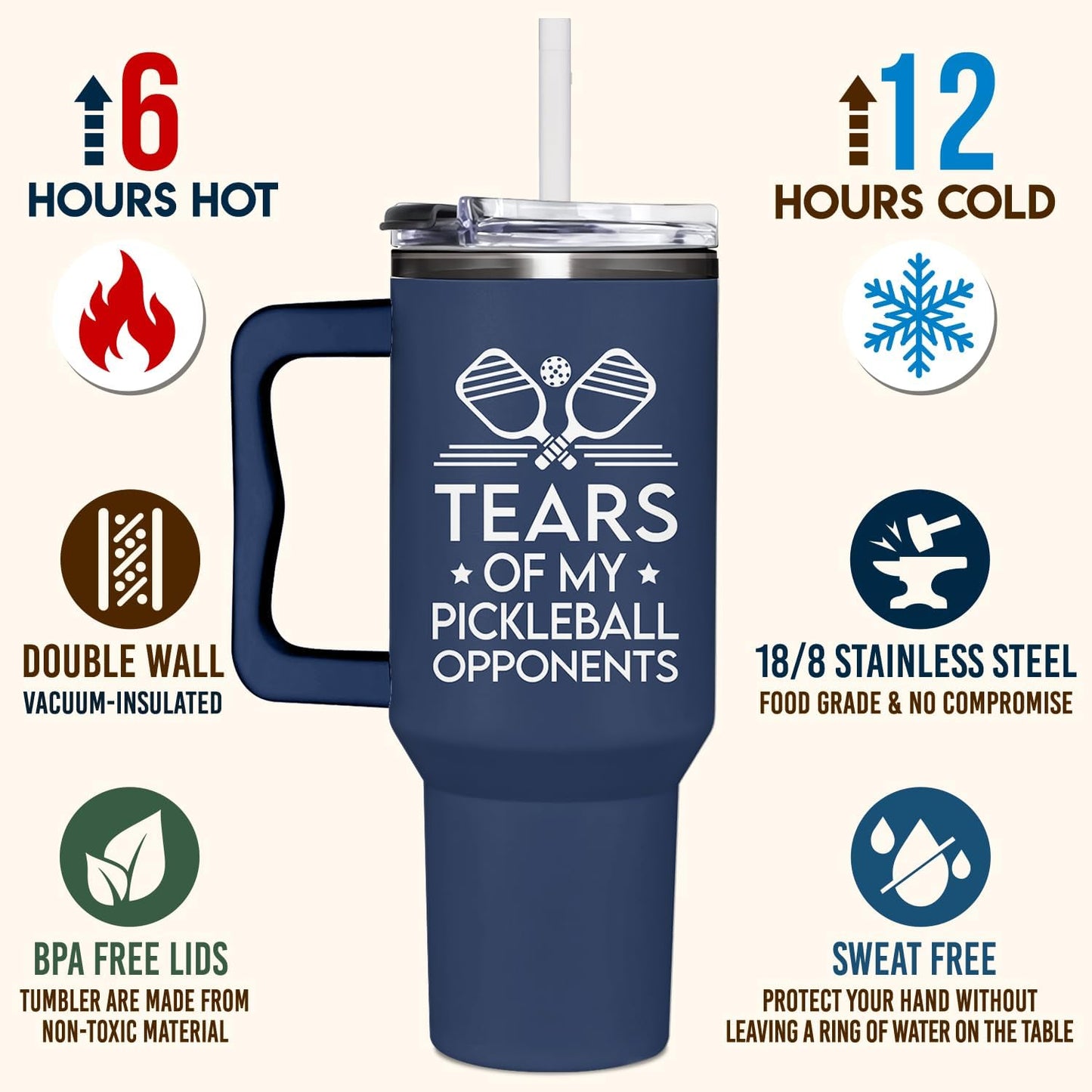 Pickleball Gifts For Men, Gifts For Pickleball Lovers, Pickleball Christmas Gift, Pickleballs Present Ideas From Son, Daughter And Kids, Christmas Presents For Dad, Pickleball Tumbler 40oz With Handle