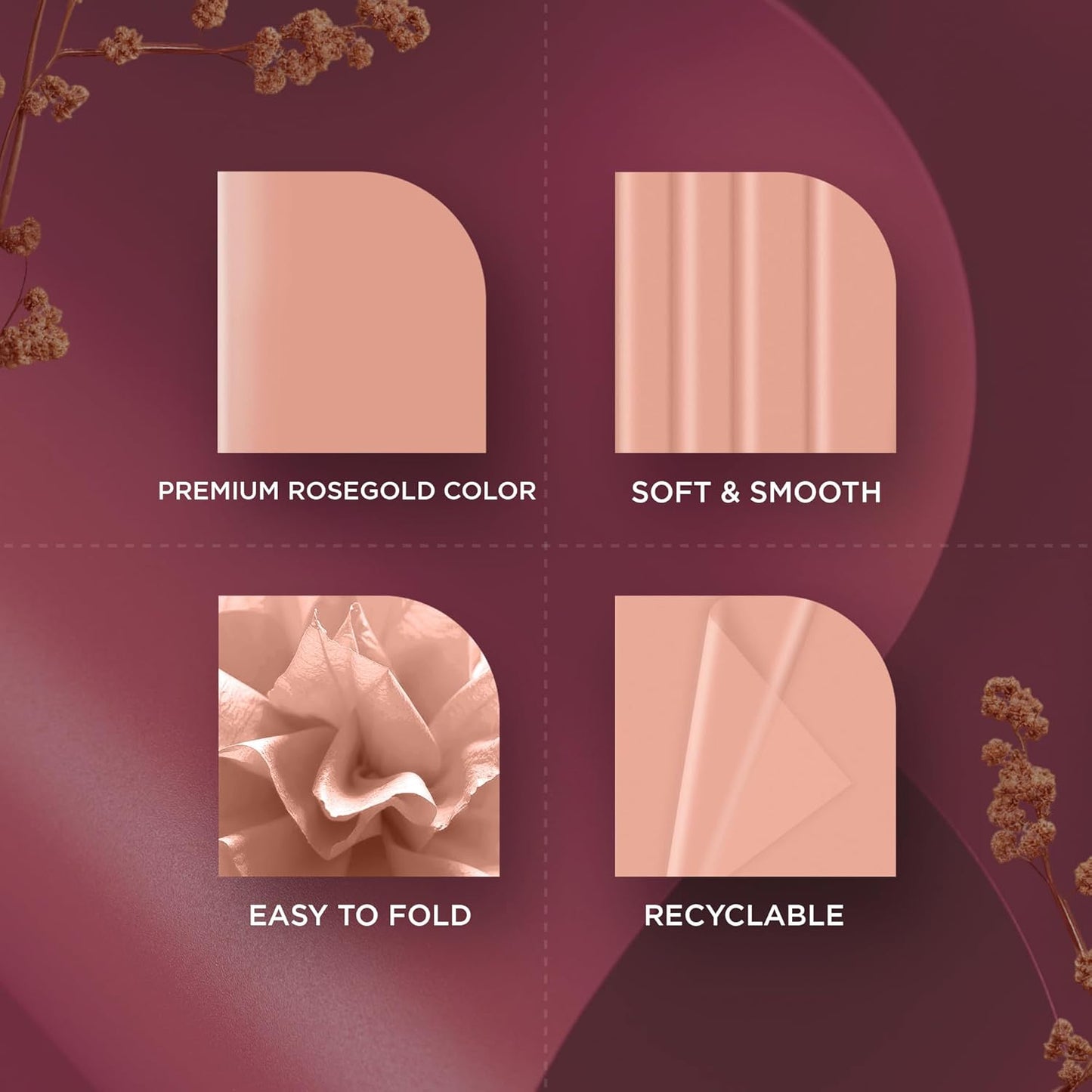 SANZIX 120 Sheets Rose Gold Tissue Paper for Gift Bags Bulk 14x20 Inch - Rose Gold Christmas Wrapping Paper Perfect for Christmas Gifts Wrap, Wedding, Valentines Day, DIY, Holiday & Xmas Decorations