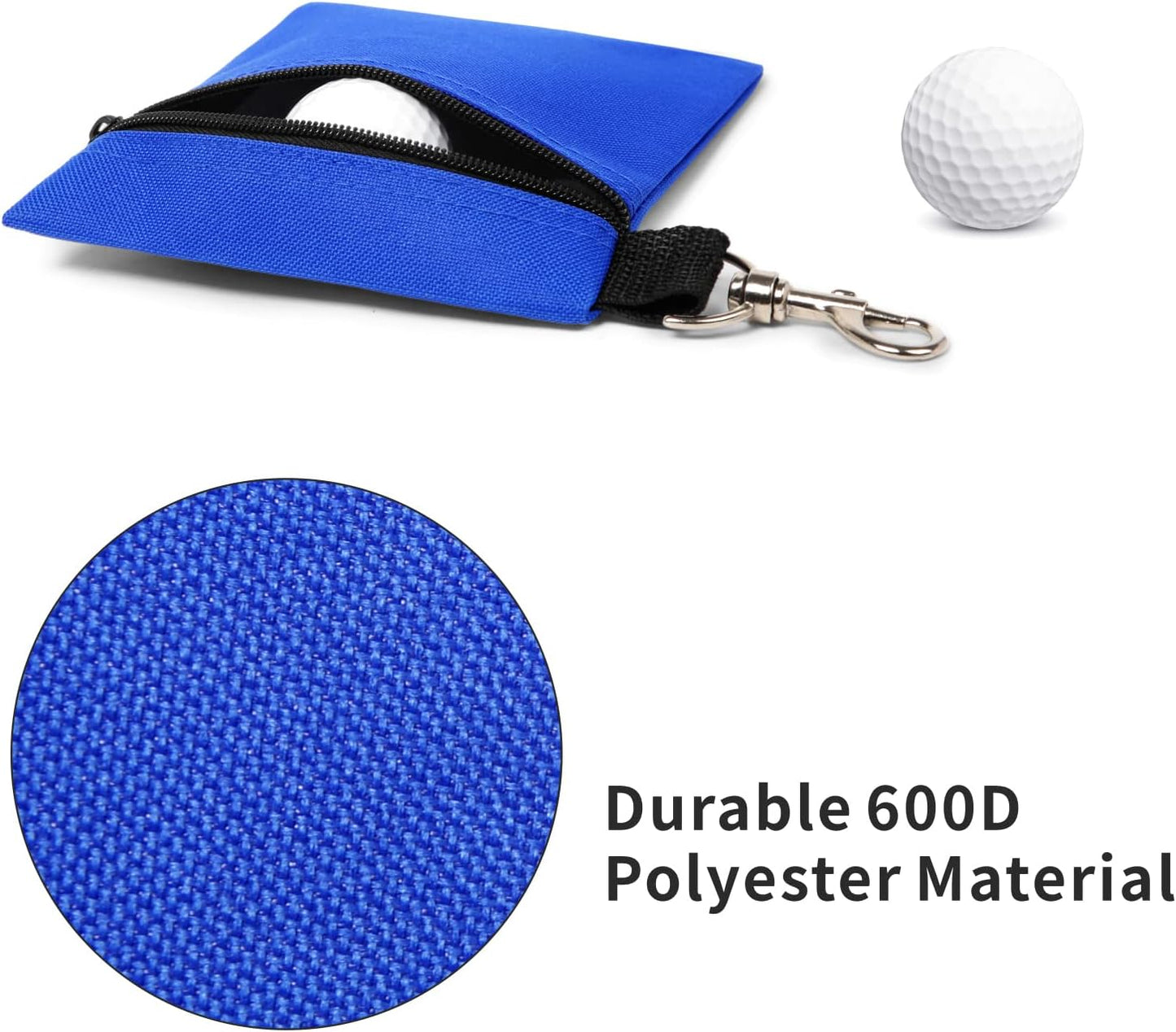 BuyAgain Golf Tee Pouch, 5.62 X 6.87 Inch Professional Zipper Golf Tee/Ball Pouch Bag with Metal Lobster Claw Clip