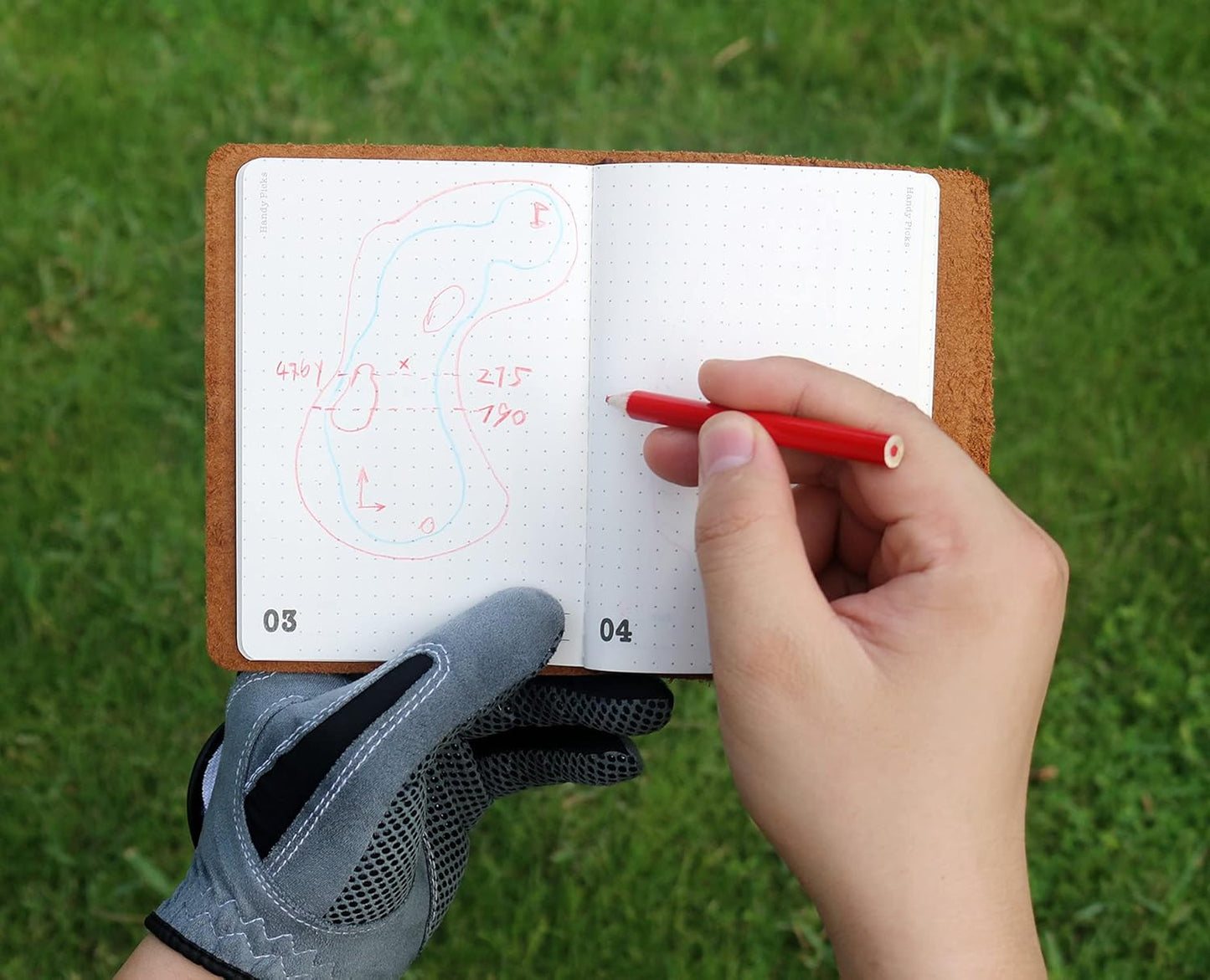 Handy Picks Leather Golf Log Book, Handmade n Refillable, Golf Log n Yardage Book Included