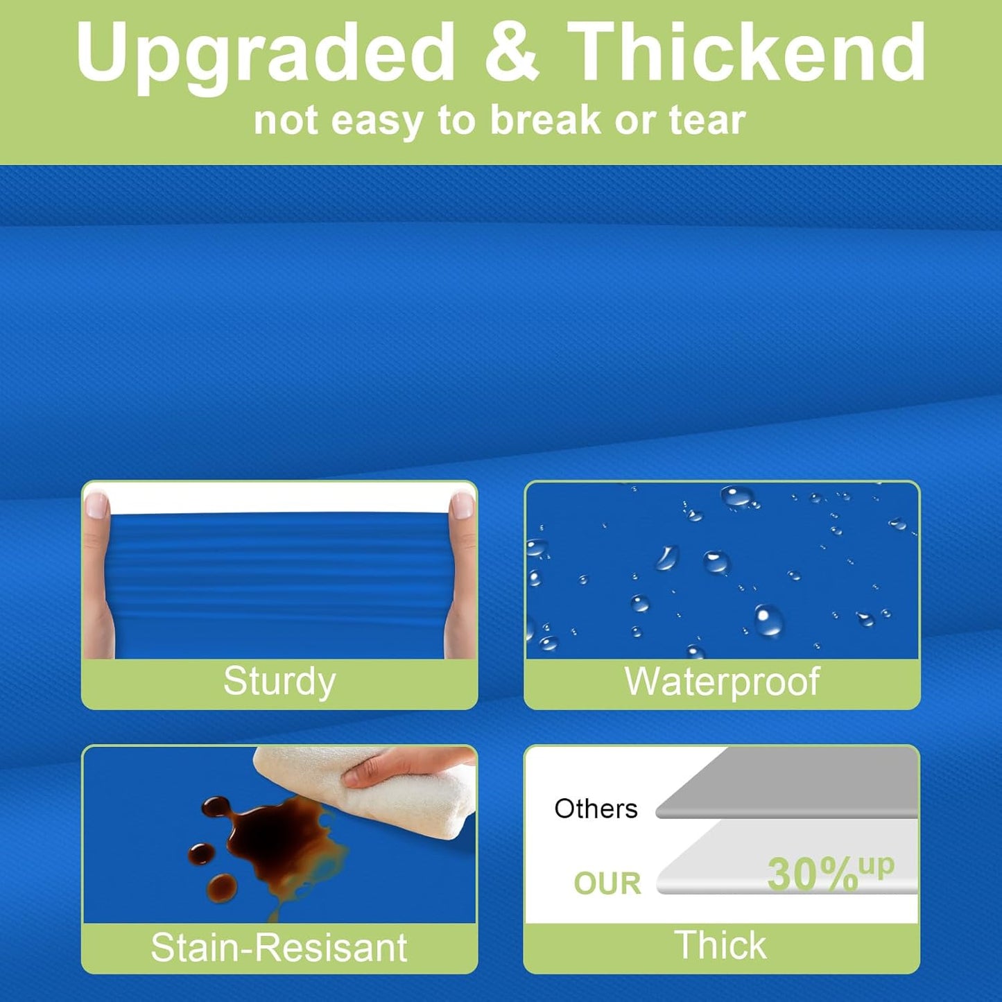 QIKSION Plastic Table Cloth Disposable 2 Pack, 54 x 108 Inch Tablecloths for Rectangle Tables, Blue Plastic Table Cover