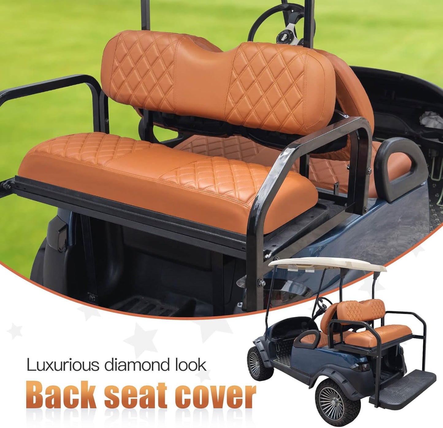 NOKINS Golf Cart Seat Covers Fit Club Car Precedent/DS/EZGO RXV/TXT/Yamaha Drive Aftermarket Standard Rear Seat Cushion, No Stapler, Multiple Colors&Breathable (All Brown)