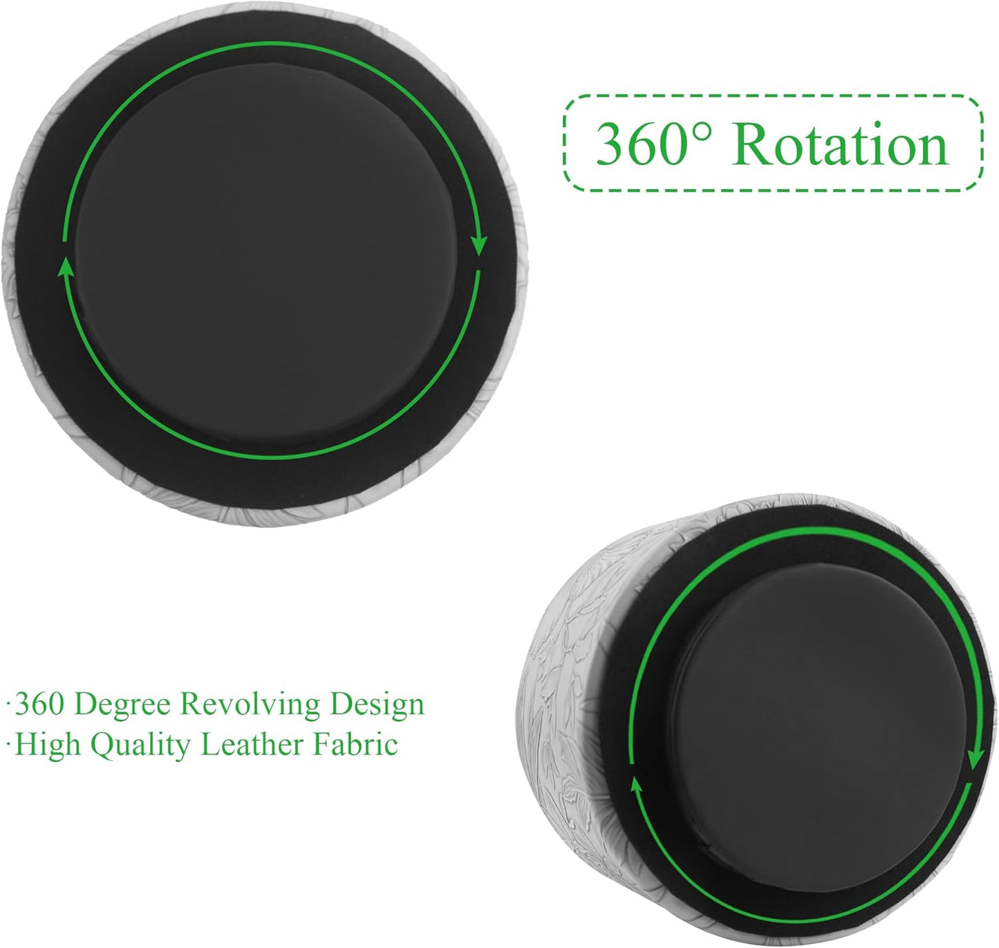 Hennaja Round Leather Art Supply Organizer,Remote Control Holder,360 Degree Spinning,Multi-Functional Pencil Holder,4 Compartments Desktop Stationary Organizer(1-Carved Grey)