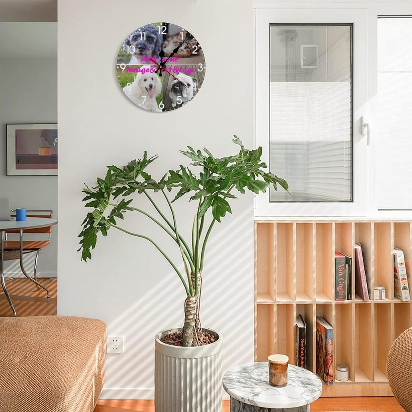 Custom Wall Clock,Personalized Wood Clock add Your Photo/Text,Customizable Silent Round Decoration for Kitchen Bathroom 10inch style4