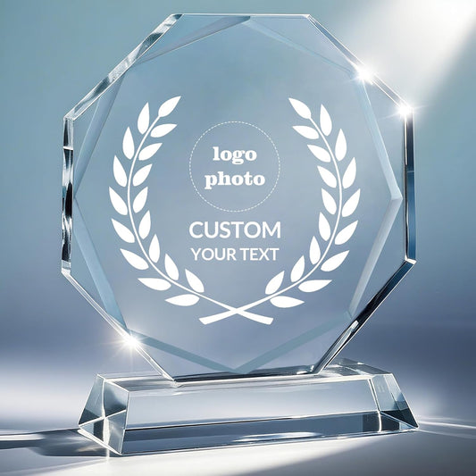 Personalized Crystal Trophy - Customizable Trophy Award with Name/Logo/Text for Retirement Plaque Employee Recognition Trophies