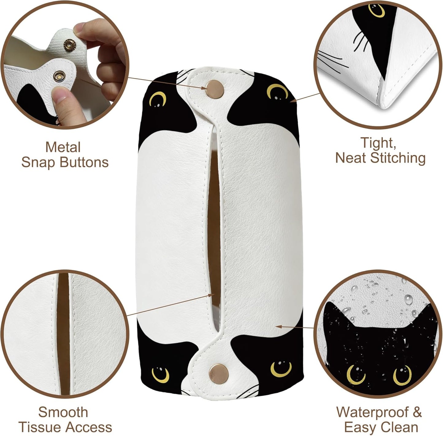 Black Cat Tissue Box Cover Holder – Rectangular Tissue Organizer, Decorative Napkin Box Case for Home, Office & Car