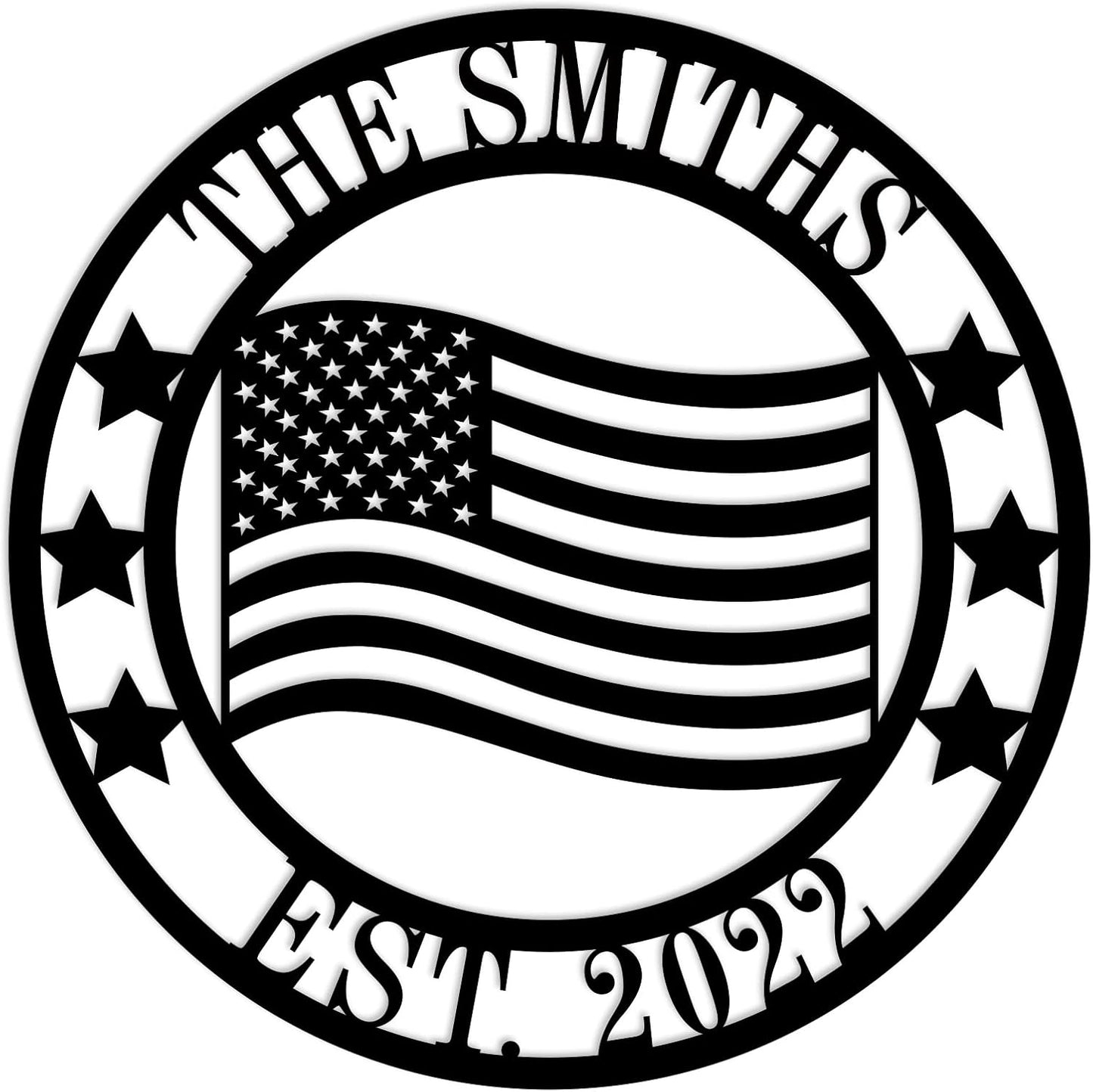 Custom Patriotic Metal Wall Sign Personalized Family Name Last Name Metal Sign American Flag Decor God Bless Personalized Signs Patriotic Home Gift