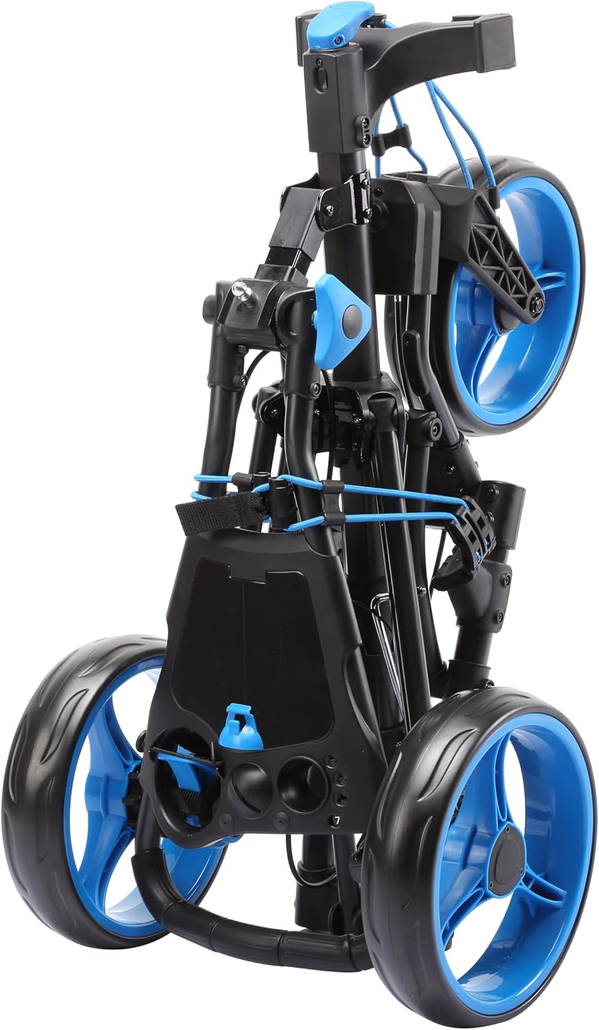 Golf Push Cart 3 Wheel with 360 Rotating Front Wheel, One Second to Open & Close, Lightweight Folding Golf Pull Cart with Foot Brake, Umbrella Holder, Cup Holder, & Storage Compartment