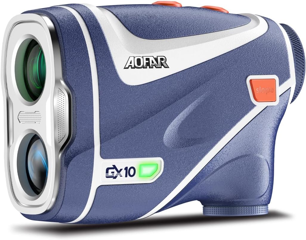 AOFAR GX10 Golf Rangefinder with Exclusive Auto RED Display Adjustment, Max N52 Magnet for Absorbing Anywhere, Independent Slope Switch Button with Indicator Light, Full Accessories, IPX4 Waterproof