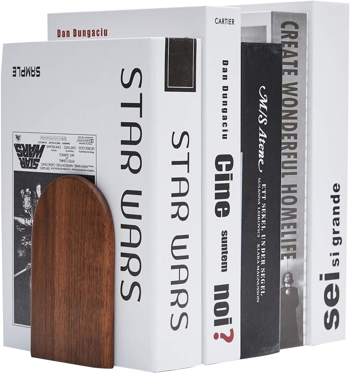 Pandapark Wood Bookends,Non-Skid Bookend for Shelves,Heavy Duty Bookends,Book Stand for Books/CDs,1 Pair