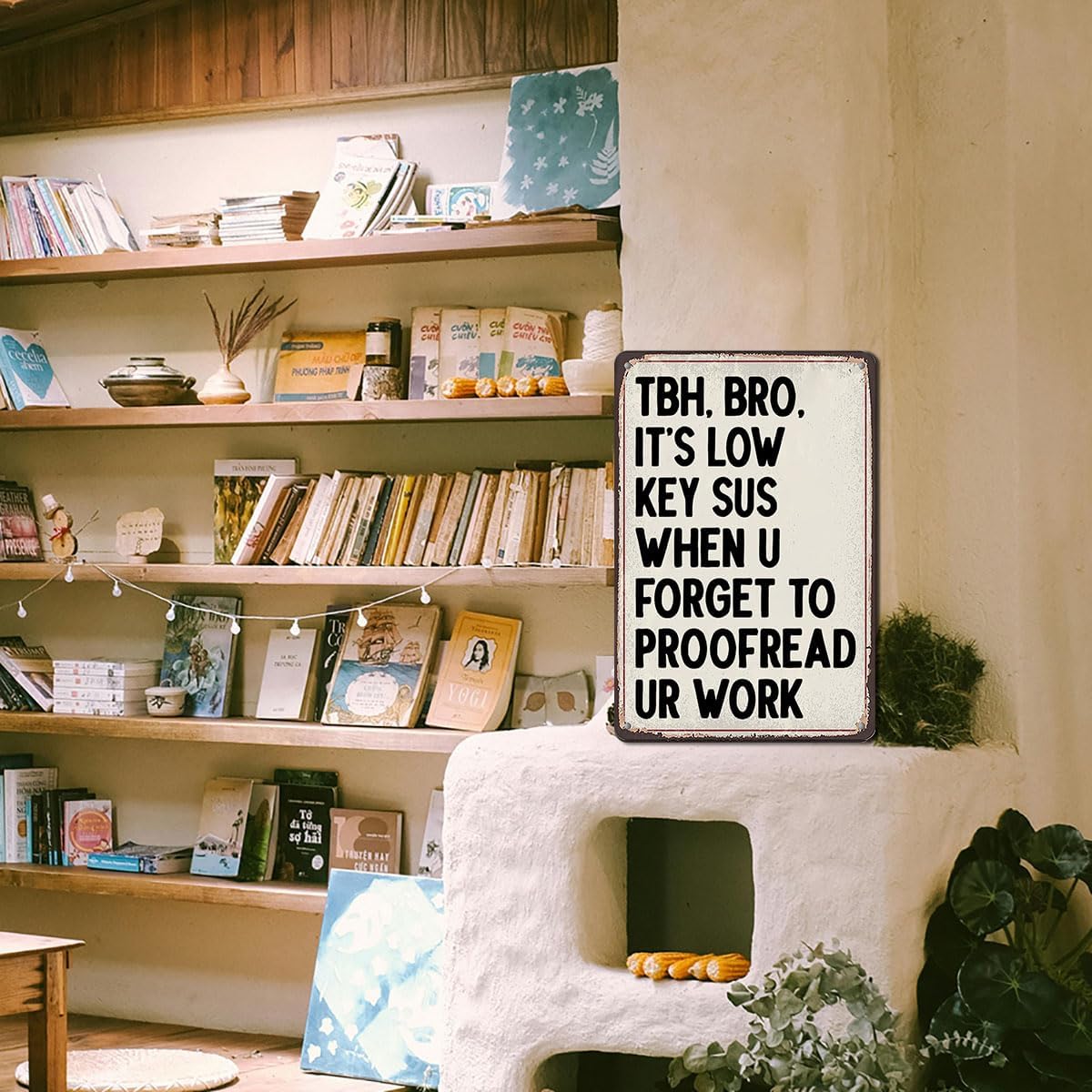 English Teacher Gifts - Funny Classroom Wall Hanging Tin Sign Decor, Ideal Gifts for English Teachers, High School & Middle School Classroom Wall Art, 8x12 Inch