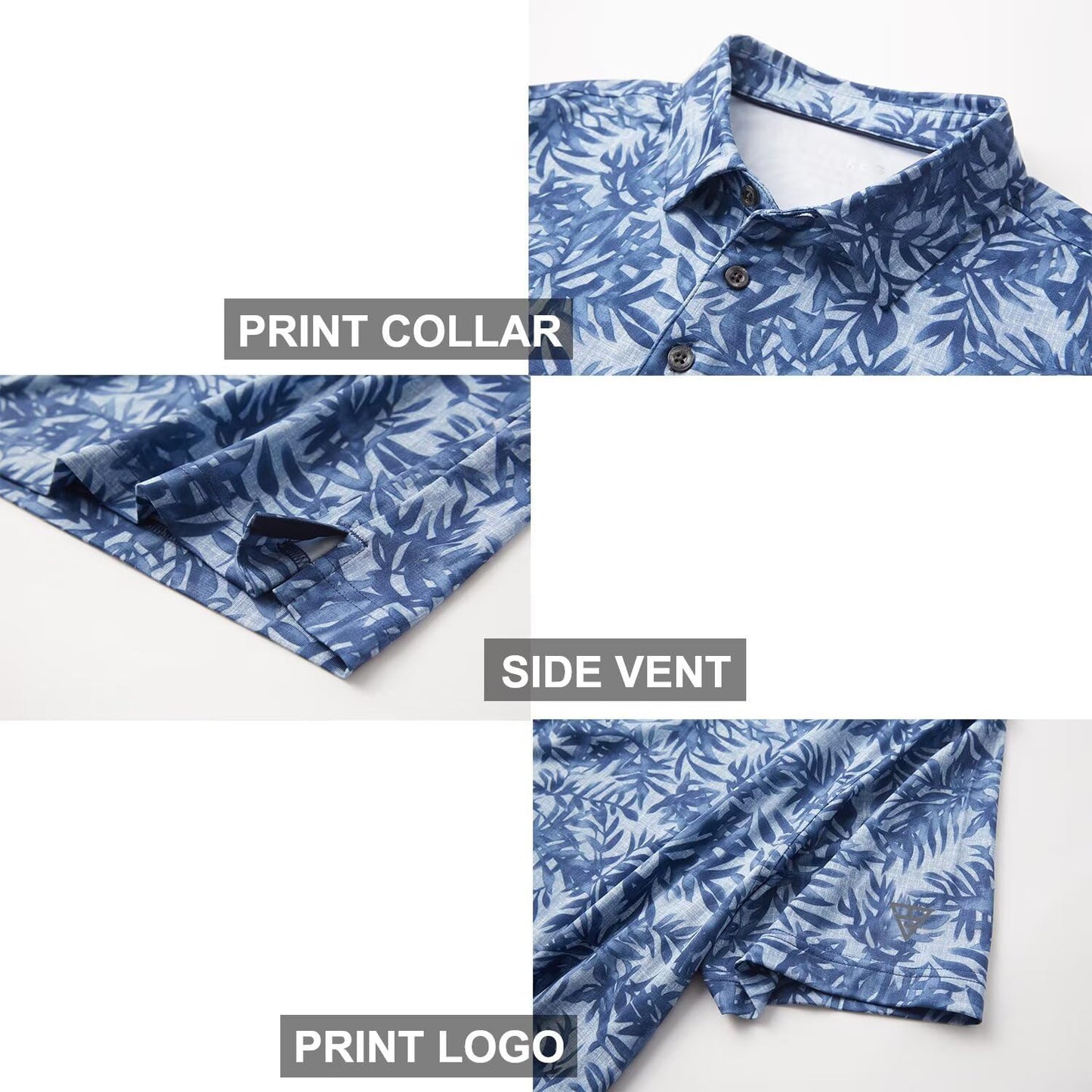 Golf Shirts for Men Dry Fit Short Sleeve Print Performance Moisture Wicking Polo Shirt