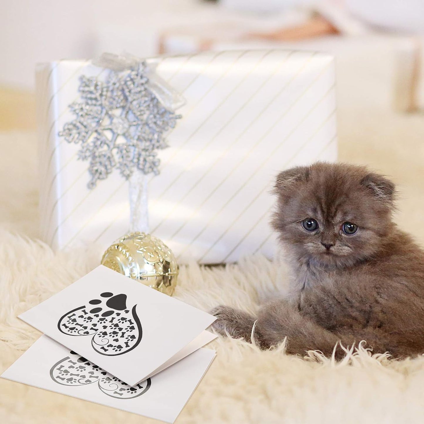 Zonon 48 Pcs Paw Printed Note Cards Set 24 Thank You Note Cards Heart Paw Print Blank Greeting with 24 White Envelopes Animal Lovers Pet Shop Birthday Party(Black and White)