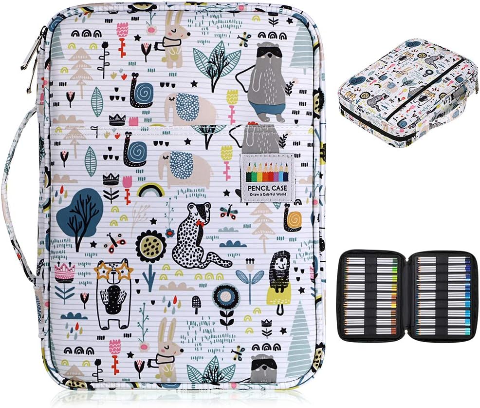 BTSKY Portable Colored Pencil Case - Colored Pencil Organizer Holds 166 Pencils or 112 Gel Pens Large Capacity Zippered Pencil Holder Gel pens