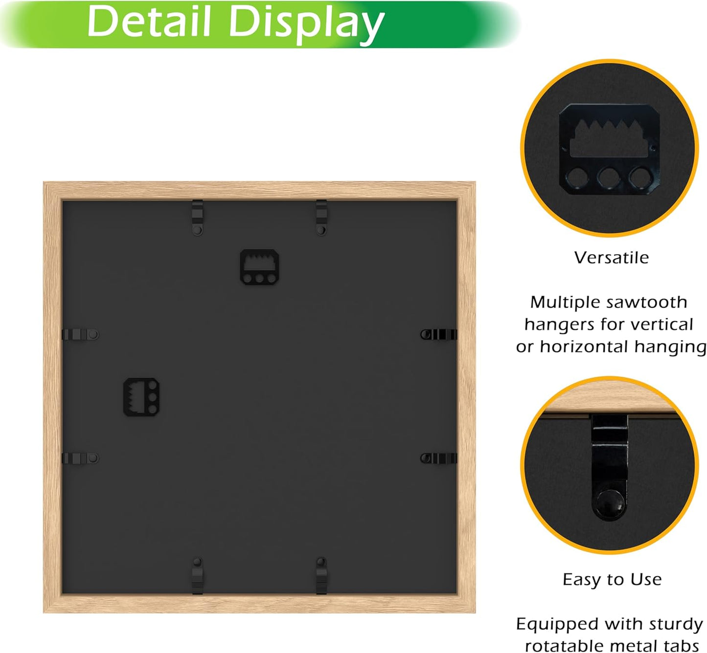 FrameWorks 11” x 11” Natural Oak Wooden Shadow Box Frame – Display Case with Soft Felt Back, Memory Box with Tempered Glass, Display Box with Elegant White Ball Push Pins, Wooden Flower Box