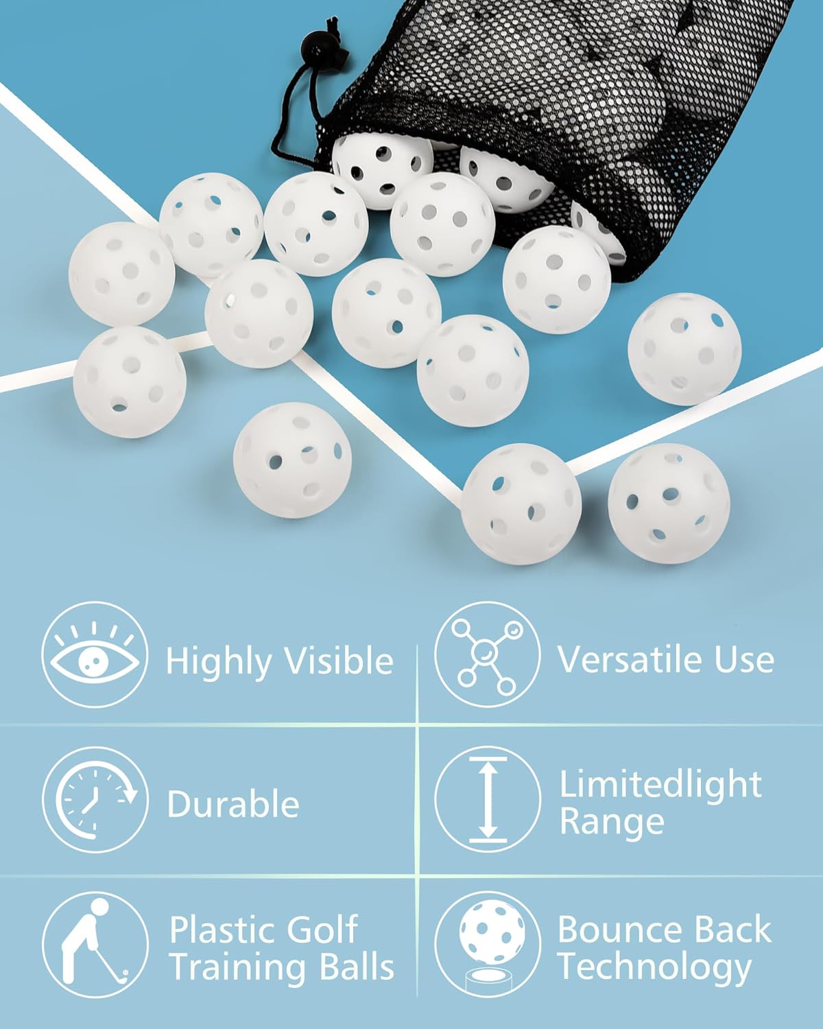 35 Pack Practice Golf Balls Limited Flight Plastic Golf Balls 42mm Practice Golf Balls for Backyard Golf Training Balls for Swing Practice, Airflow Hollow (Multiple Colors)