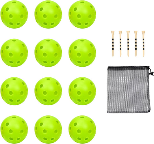 Plastic Golf Balls Practice Limited Flight Golf Training Ball Hollow Swing Practice Indoor Golf Balls with Mesh Drawstring Bag for Backyard Driving Range or Outdoor