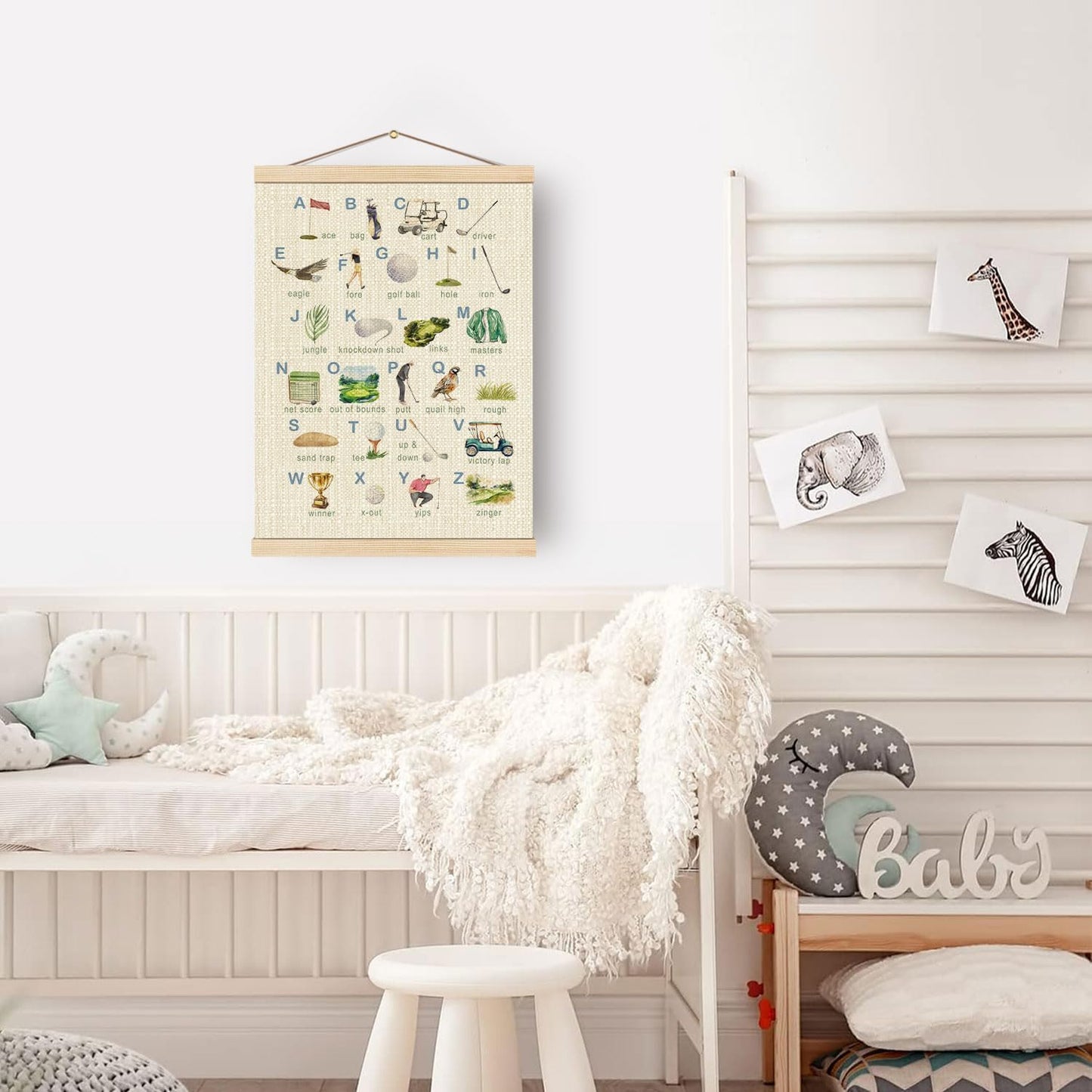 Boat Wades Golf Alphabet Nursery Wooden Poster Hangers 12x16 Inch,Golf Gifts Poster Hanger Frame,Golfs Nursery Decor For Boy Kids Room Nursery