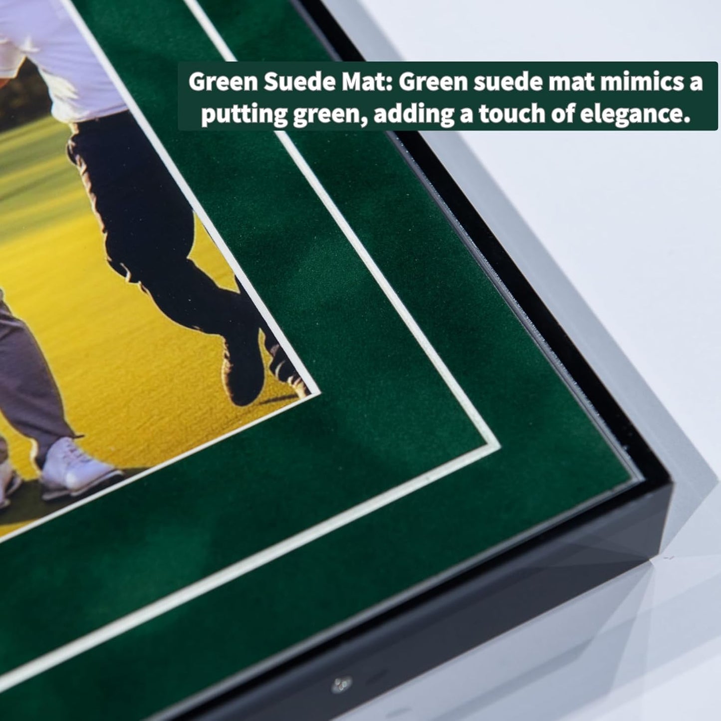 One-Shot Victory Golf Ball Display Frame – Acrylic Case with External Ball Mount, Custom Photo & Nameplate, Green Suede Mat, Elegant Golf Keepsake Gift