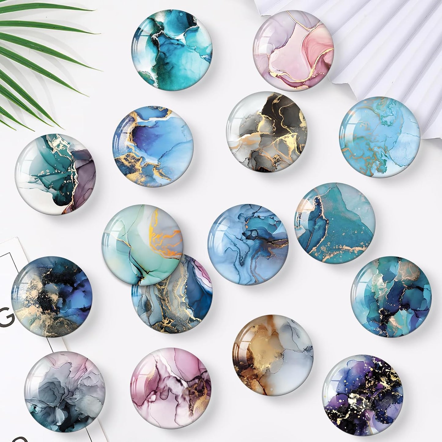 MORCART 16PCS Fridge Magnets, Marble Magnets Decoration for Refrigerator Locker Whiteboard Decorative Magnetic Board Cabinets Classroom Office Cubicle (Marbling)