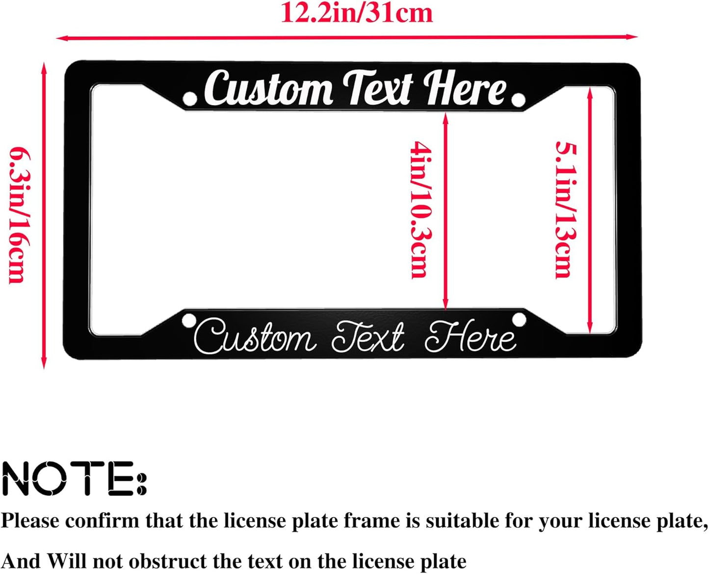 Custom Personalized Metal Engraved Standard Size License Plate Frame,Funny Car Auto Truck Message Plate Holder for Men Women,Silver Text (Black)