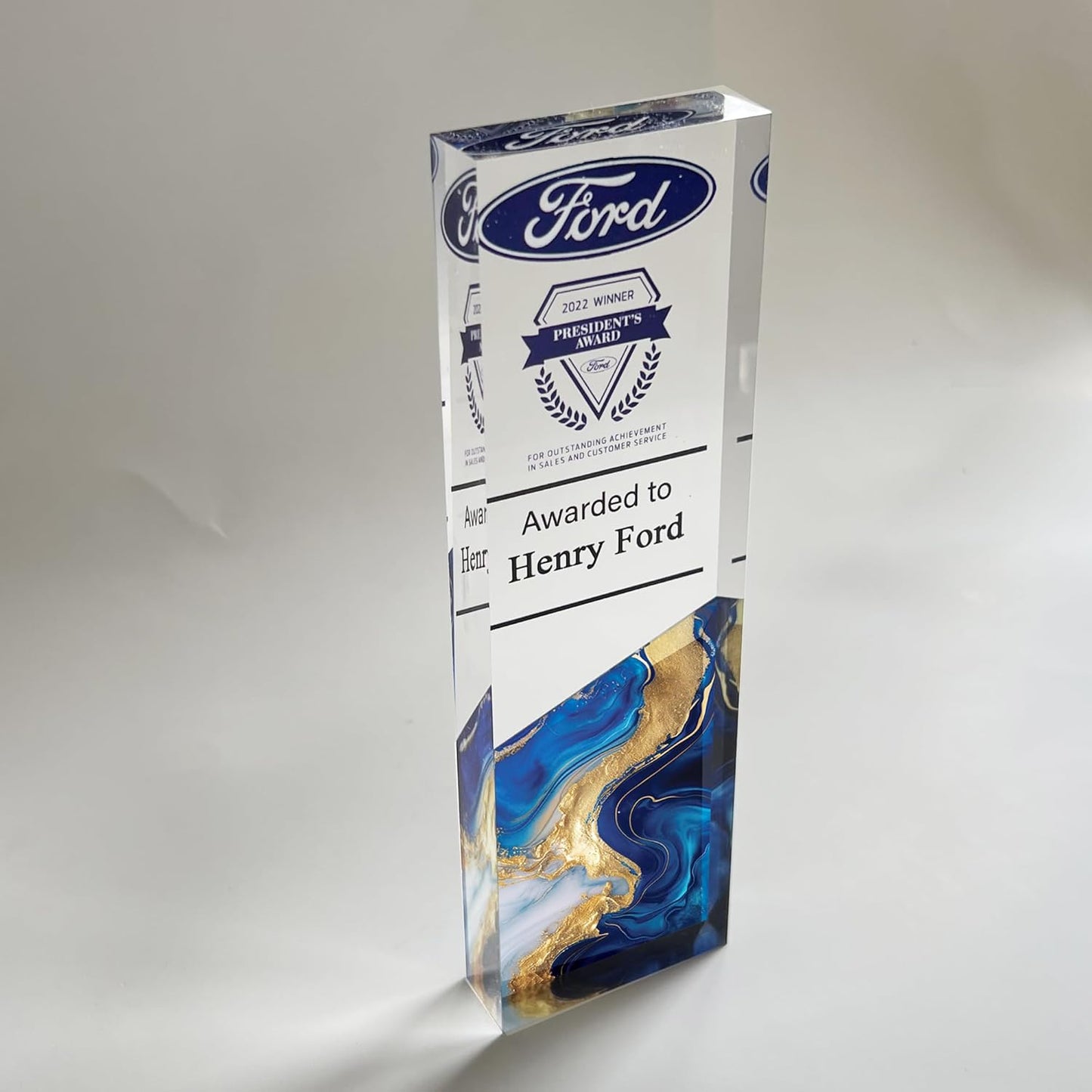 Tina&Co Customizable Acrylic Trophy Award for Activities Personalized Trophy Plaque with Logo Ideal for Employee Appreciation Gifts Awards and Trophies - 8"x 2.5"x0.8“