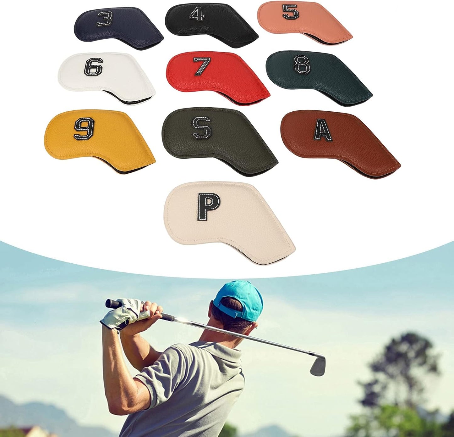 10Pcs Golf Iron Covers Headcovers Club Head Cover, Golf Iron Club Head Covers Headcovers Set, Golf Covers for Irons Golf Iron Covers for Golfer Lovers