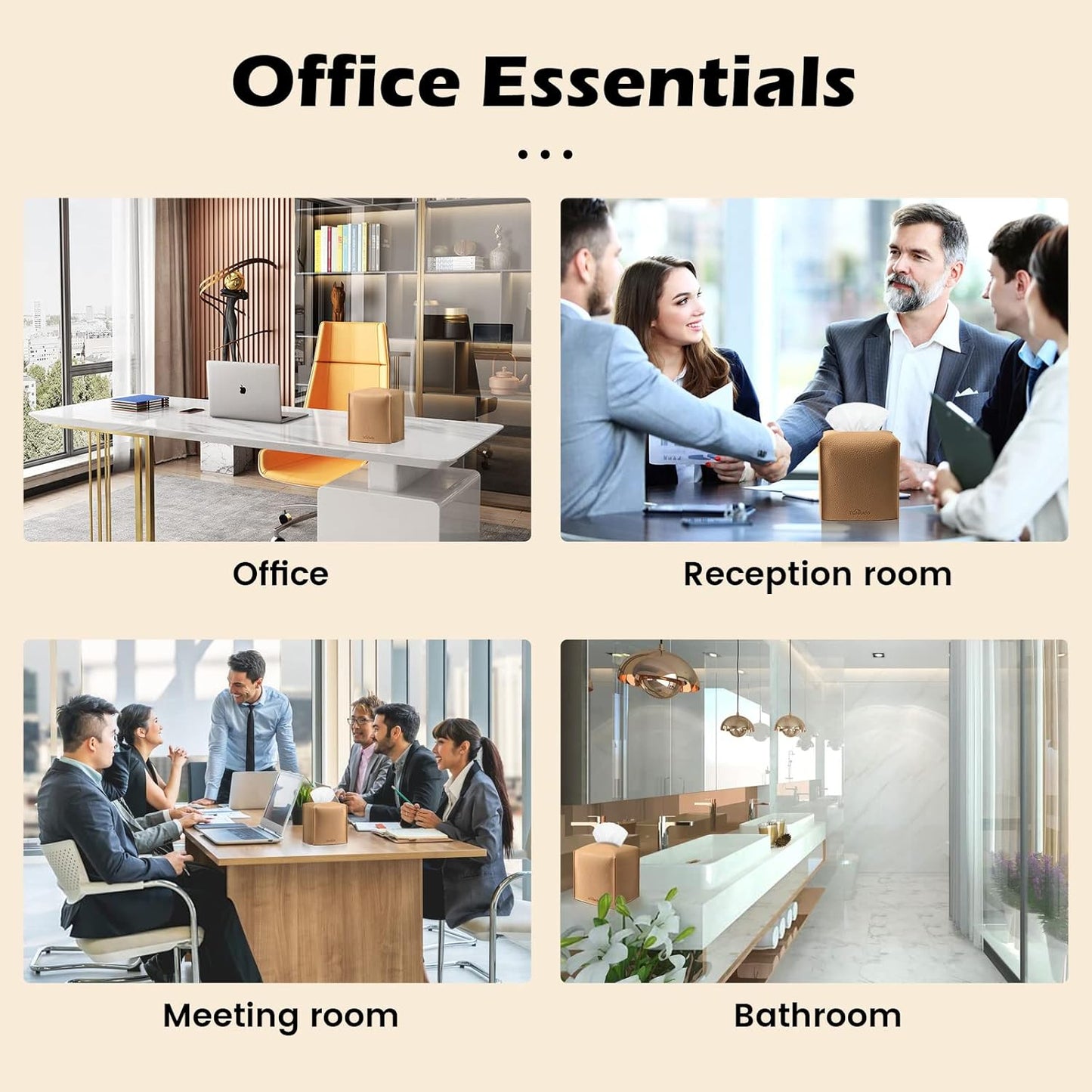 Tissue Box Cover, Tclouda, Modern PU Leather Square Tissue Box Holder for Creative Decorative, Ideal for Bathrooms/Office/Car/Nightstand/Outdoor Tent/Dining Table, 5"X5"X5", Single Claybank