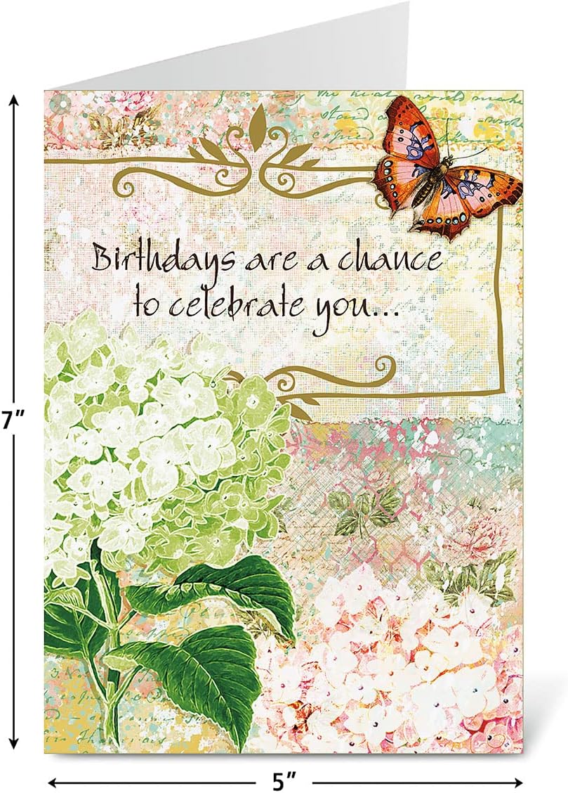 Current Joy Hall Dream On Happy Birthday Greeting Card Set - Value Pack of 20 Cards With White Envelopes, 10 Designs, Large 5" x 7" Assortment