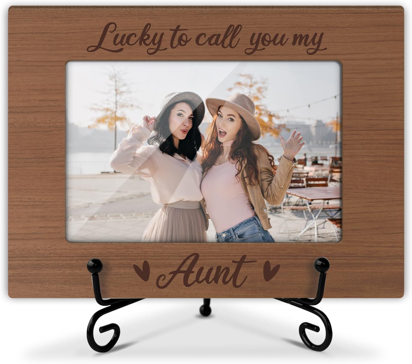 Aunt Picture Frame, Wooden Photo Frame with Stand, Birthday Gifts for Women Aunt Auntie Aunt To Be, Home Office Desk Decor Photo Frame Tabletop Display -xk32