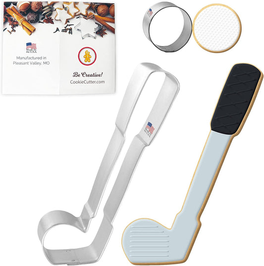 Hole In One Cookie Cutter 2 Pc Set – Golf Club, Round Ball Cookie Cutters Hand Made in the USA from Tin Plated Steel
