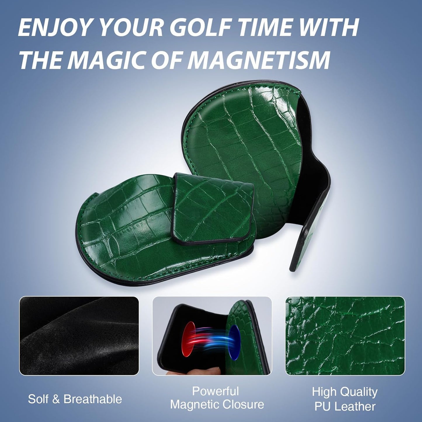 Golf Club Head Covers Set for Irons – Durable Magnetic PU Leather Protection, Universal Fit for Callaway, Ping, Taylormade, Cobra, Titleist & Most Major Brands, 5-Pack