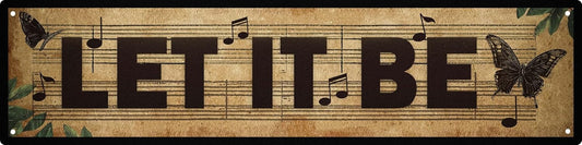 AWISZZZ Let It Be The Music Butterfly Metal Tin Sign Wall Decor Retro Whisper Words of Wisdom Butterflies Art Signs for Home Decor Gifts 16x4 in