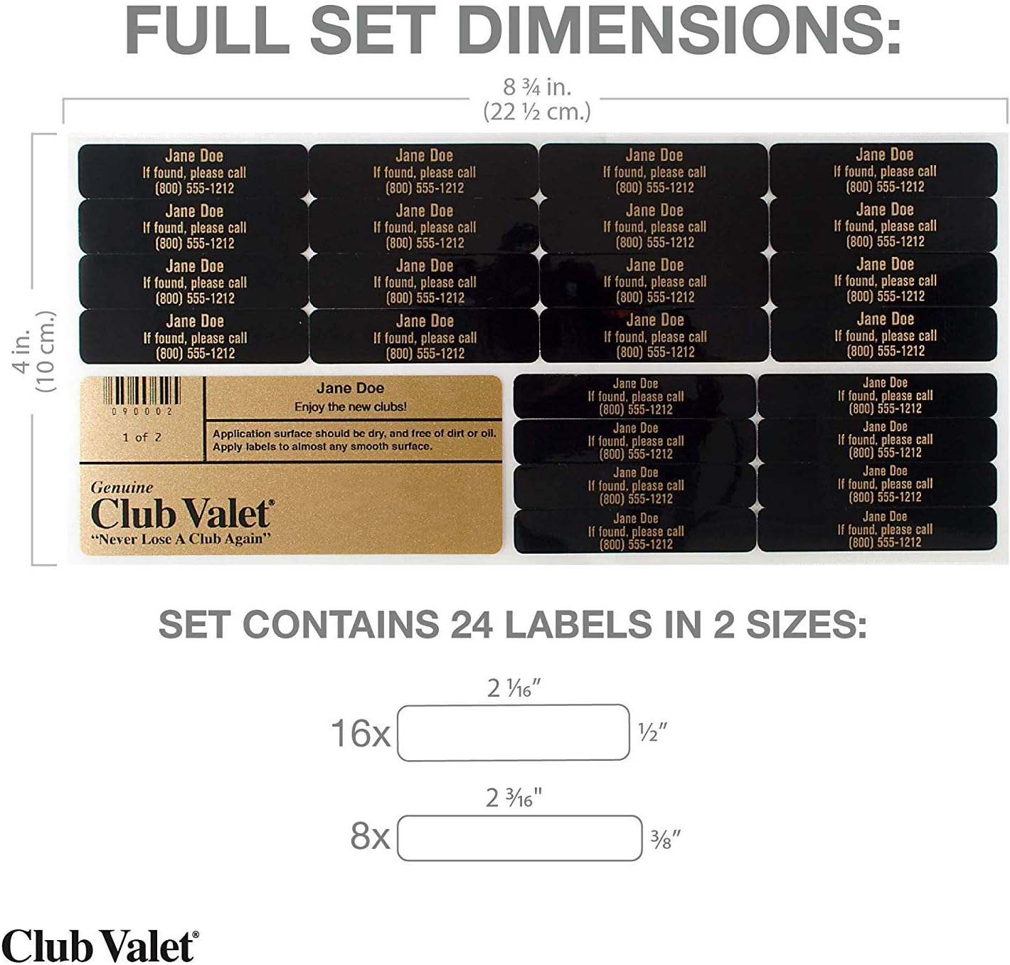 Customized Golf Club Labels – 24 Classy Identification Personalized Labels for Golf Clubs, Tools & More – Weatherproof, Fade Resistant