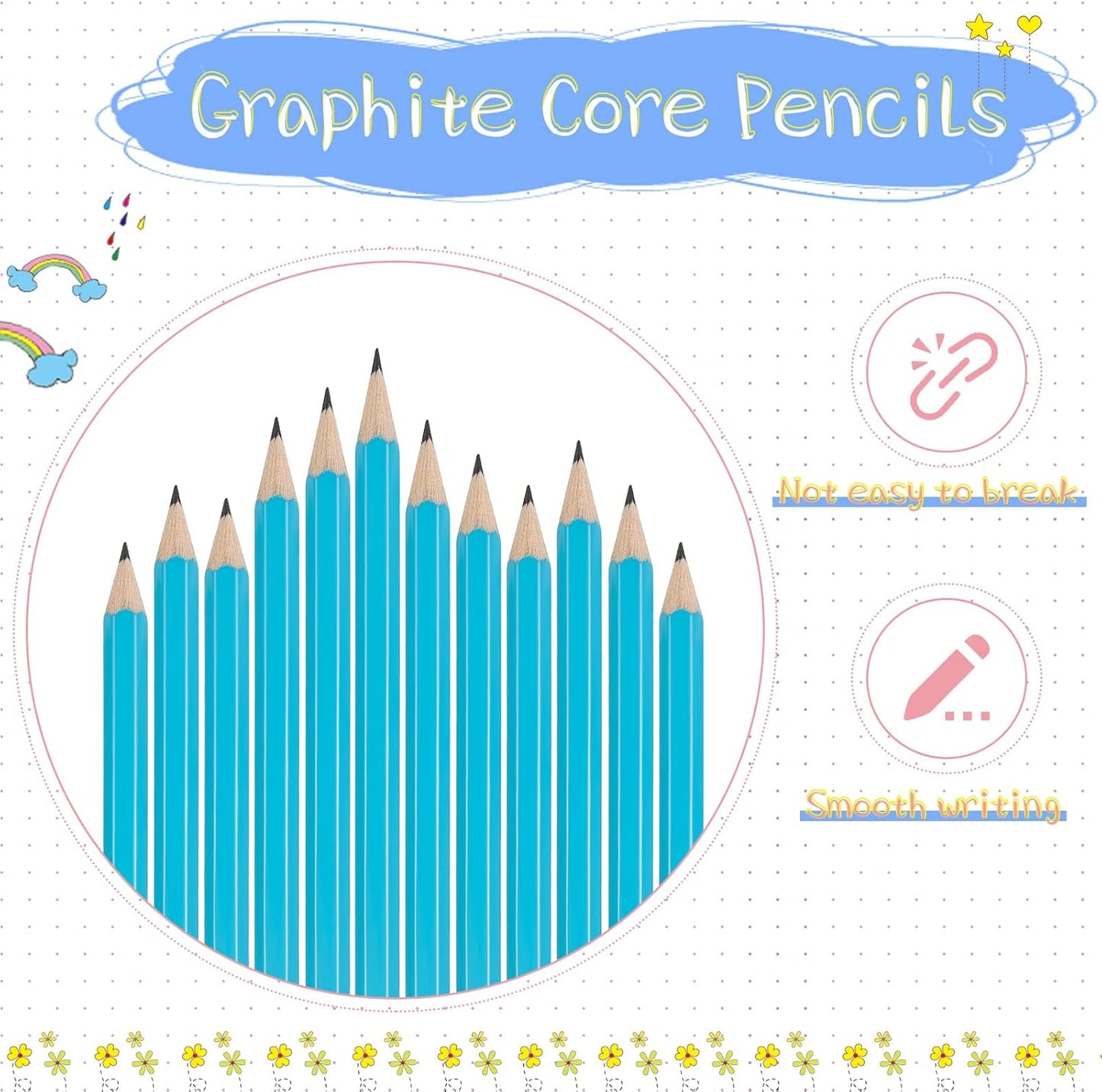 Zonon 48 Pieces Golf Pencils Mini Half Pencils with Eraser Short with Erasers Bulk Small for Kids HB Wedding Bridal School Office Writing Drawing Pocket(Light Blue)