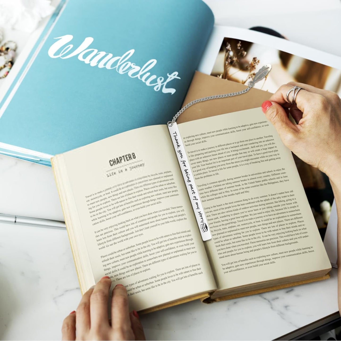 FunisFun Appreciation Gifts for Teachers, Thank You for Being Part of My Story Metal Bookmark for Reading Lovers Writers Friends Coworker Teens, Book Accessories for Christmas New Year Graduation