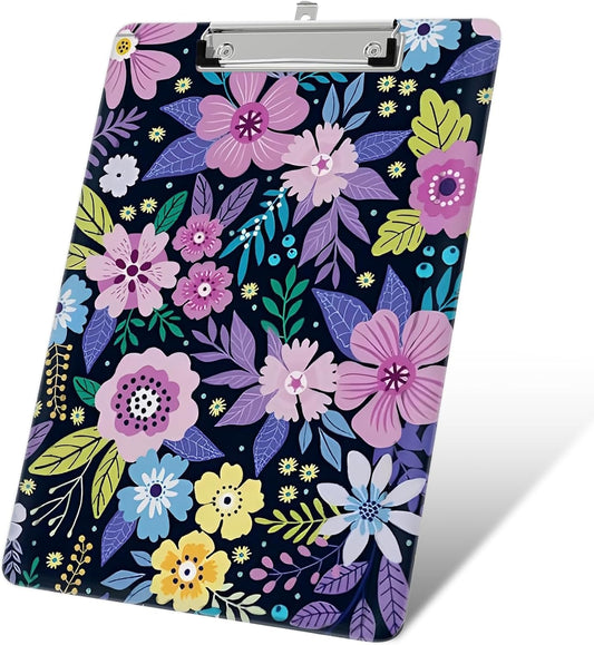 Plastic A4 Clipboards, Cute Fashion Clipboard Decorative, 12.2" x 8.7" Standard A4 Size Clipboards, Plastic Acrylic Clipboard for Teacher, Social Worker, Students,Women, Office Supplies(Flowers)