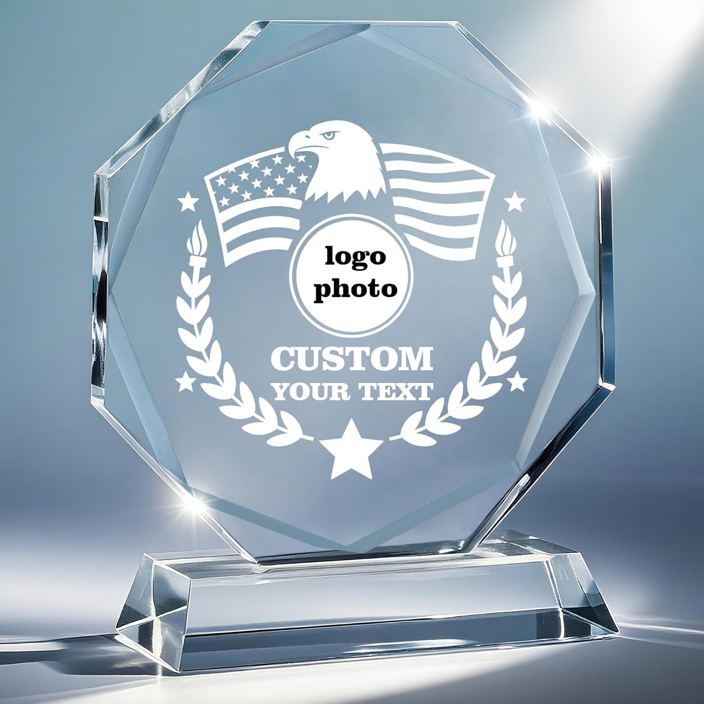Personalized Crystal Trophy - Customizable Trophy Award with Name/Logo/Text for Retirement Plaque Employee Recognition Trophies