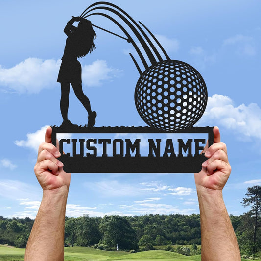 Personalized Golf Metal Wall Art, Vintage Golf Wall Decor, Custom Signs Outdoor Metal, Sports Theme Home Decor for Living Room Office Bar, Personalized Golf Gifts for Women Mom Wife Girl Color03