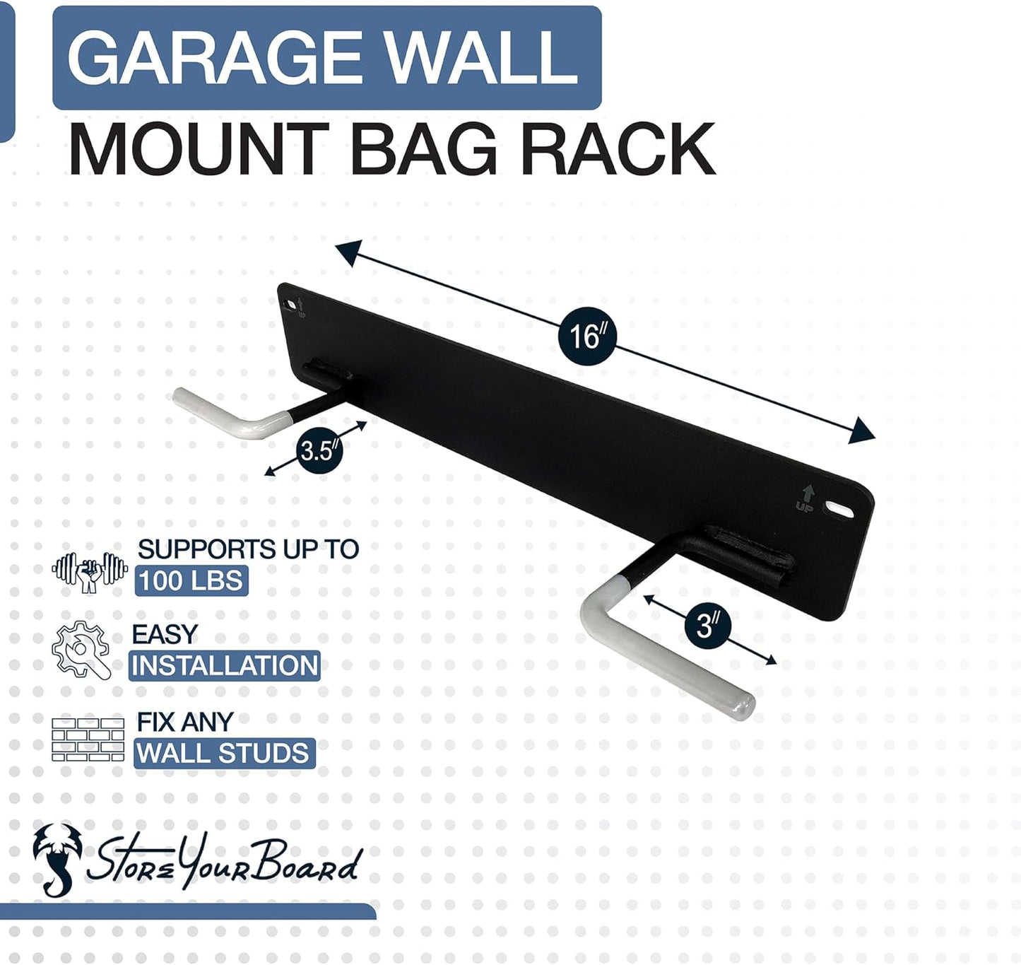 StoreYourBoard BLAT 2 Golf Bag Wall Mount | Home & Garage Storage Hooks | Golf Bag Holder | Heavy-Duty Wall Mount Organizer for Golf Bags & Accessories